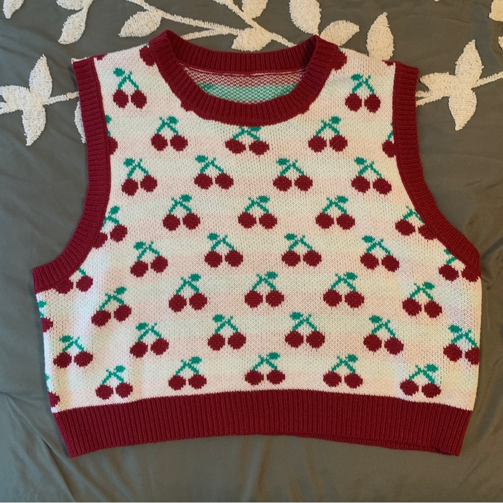 cherry sweater vest